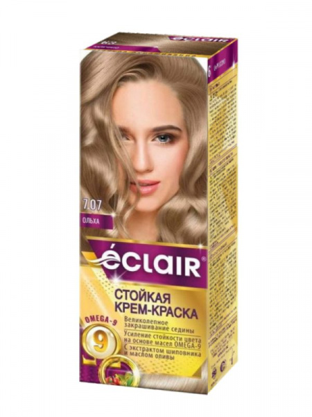 Eclair Omega 9 стойкая крем краска для волос с маслами тон 7.07 Ольха *12